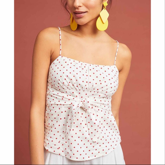 Anthropologie Tops - Anthro Maeve Sophia Polka Dot Smocked Camisole Top